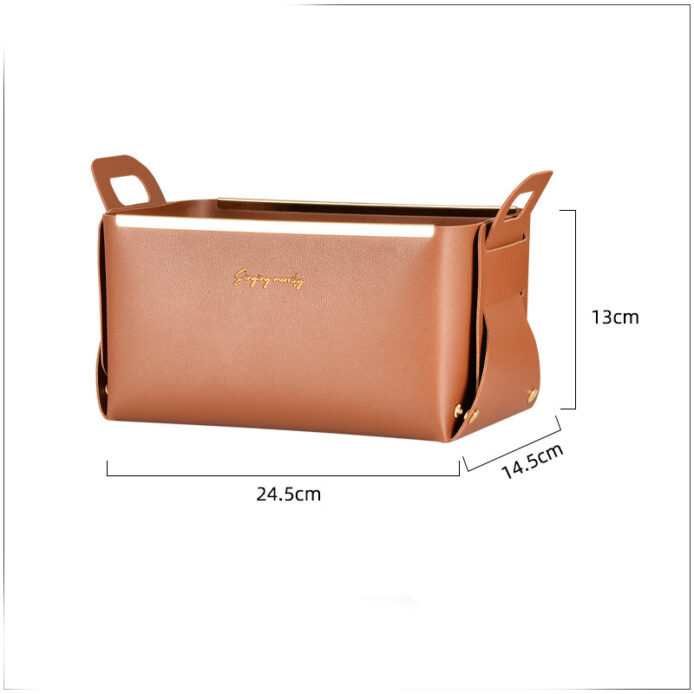 Leather Storage Box With Handle Storage Basket - Image 2